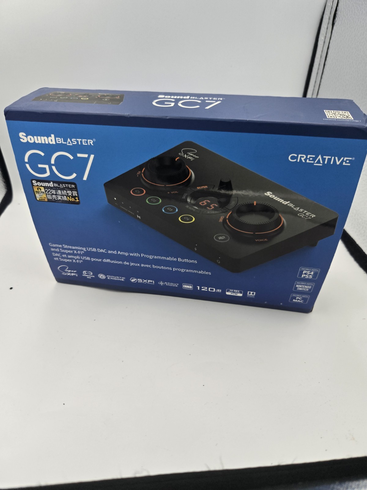 CREATIVE SOUND BLASTER GC7 GAME STREAMING USB DAC WITH CABLES OPEN BOX