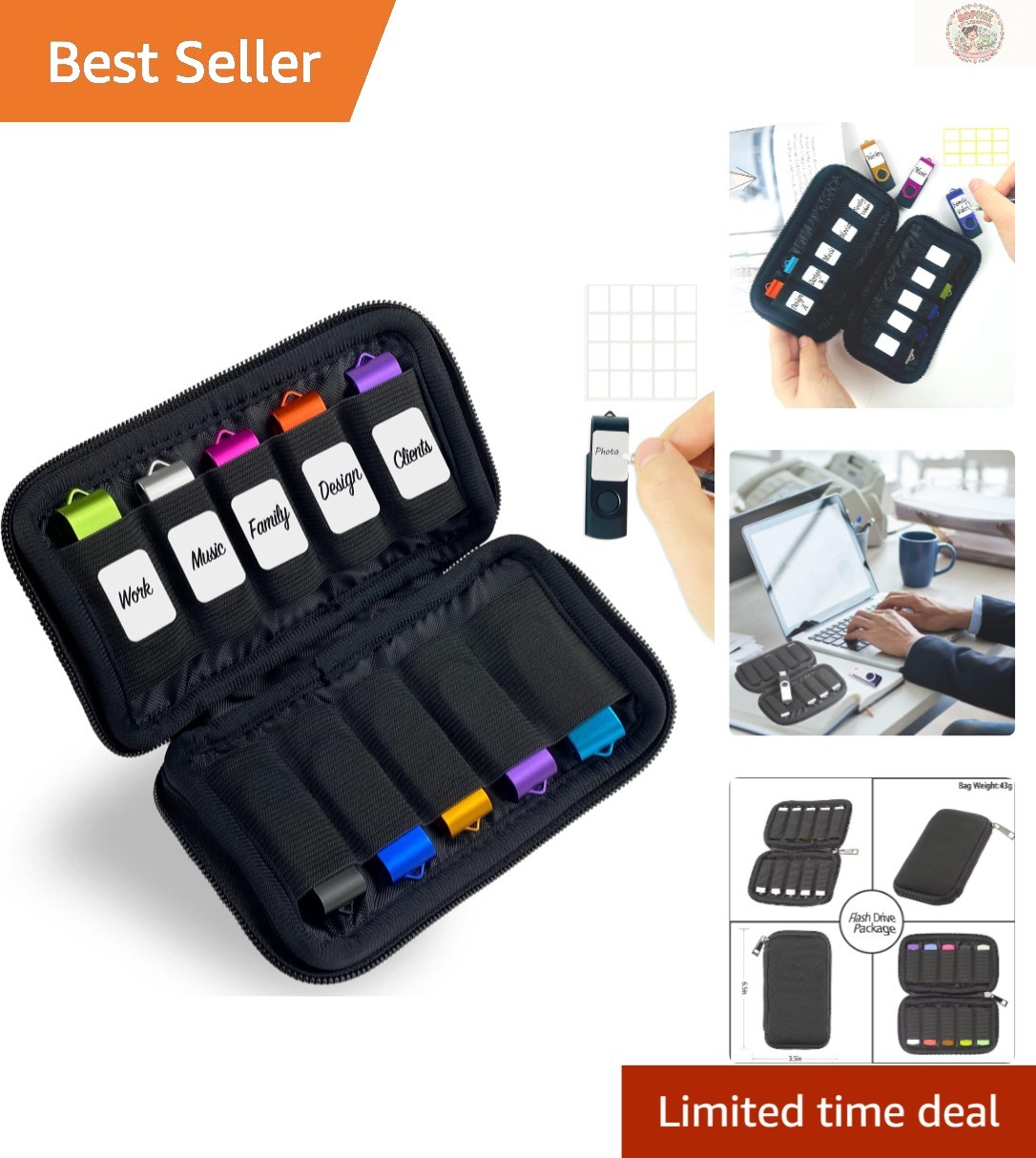 Travel-Friendly USB Flash Drive Organizer with 10 Slots & Water-Resistant Design