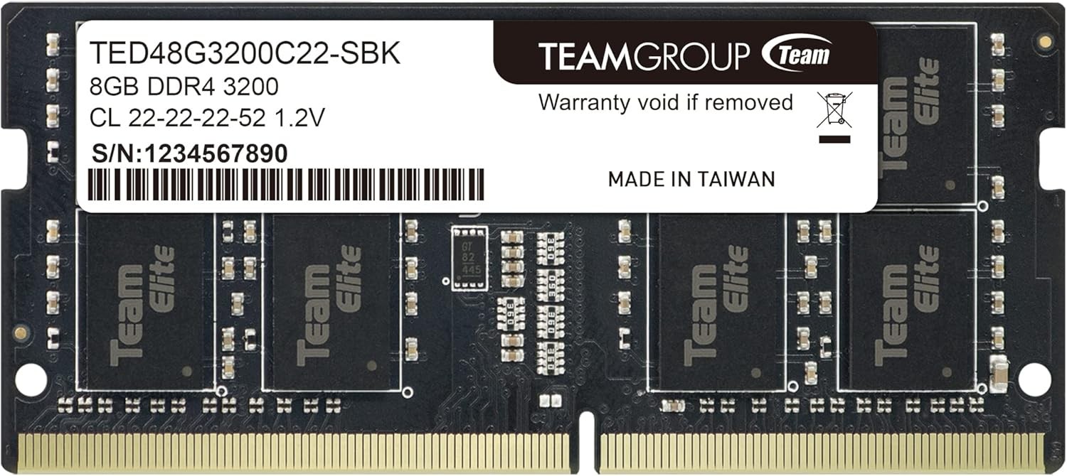 TEAMGROUP Elite DDR4 8GB Single 3200MHz PC4-25600 CL22 SODIMM 260-Pin Memory
