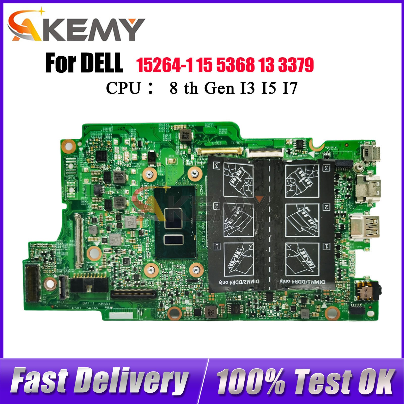 For DELL Inspiron 7368 7378 7569 7579 Laptop Motherboard 15264-1 0XDV20 0809FW