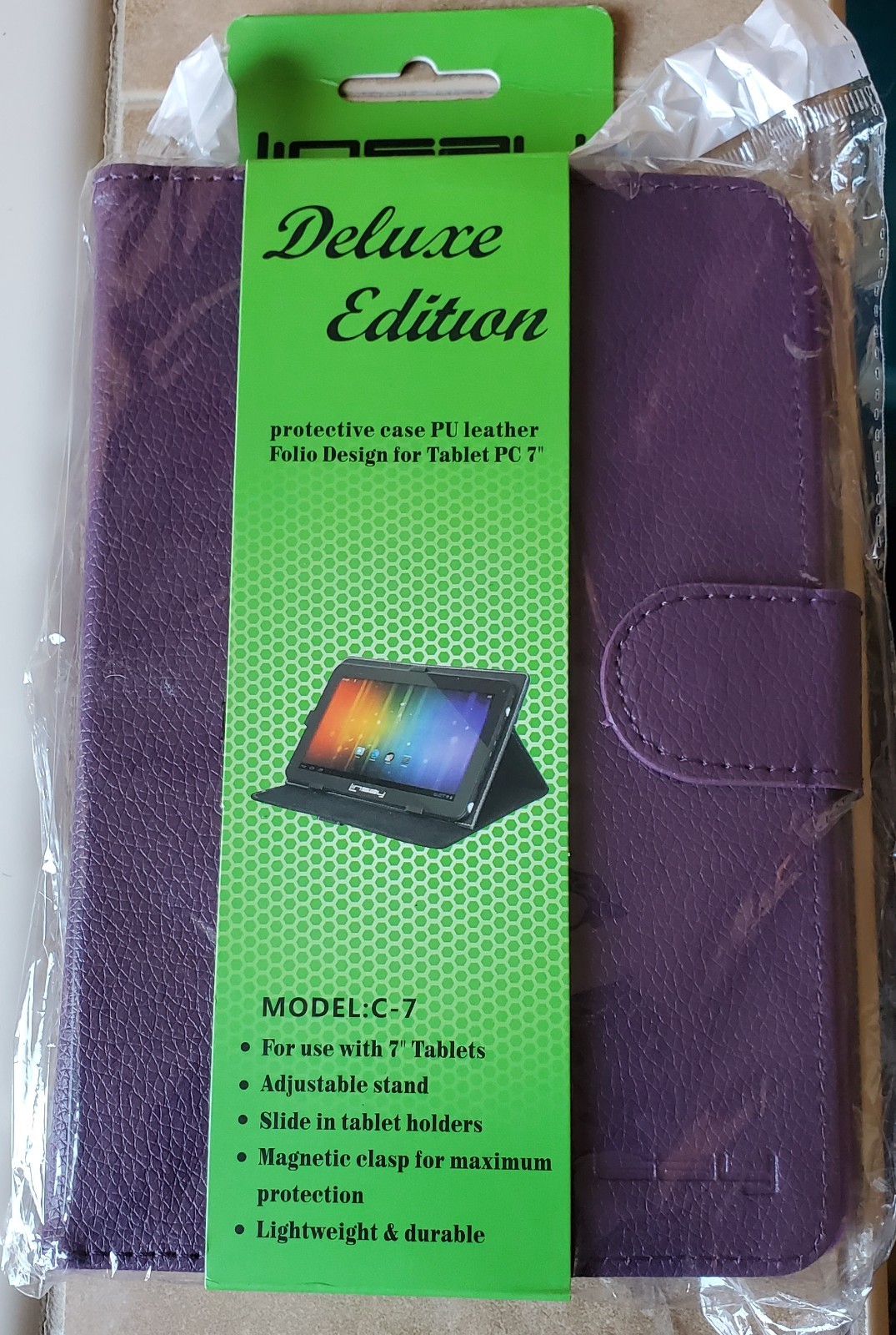 Tablet Soft Protective Case PU Leather, Linsay, Purple, Adjustable and Magnetic