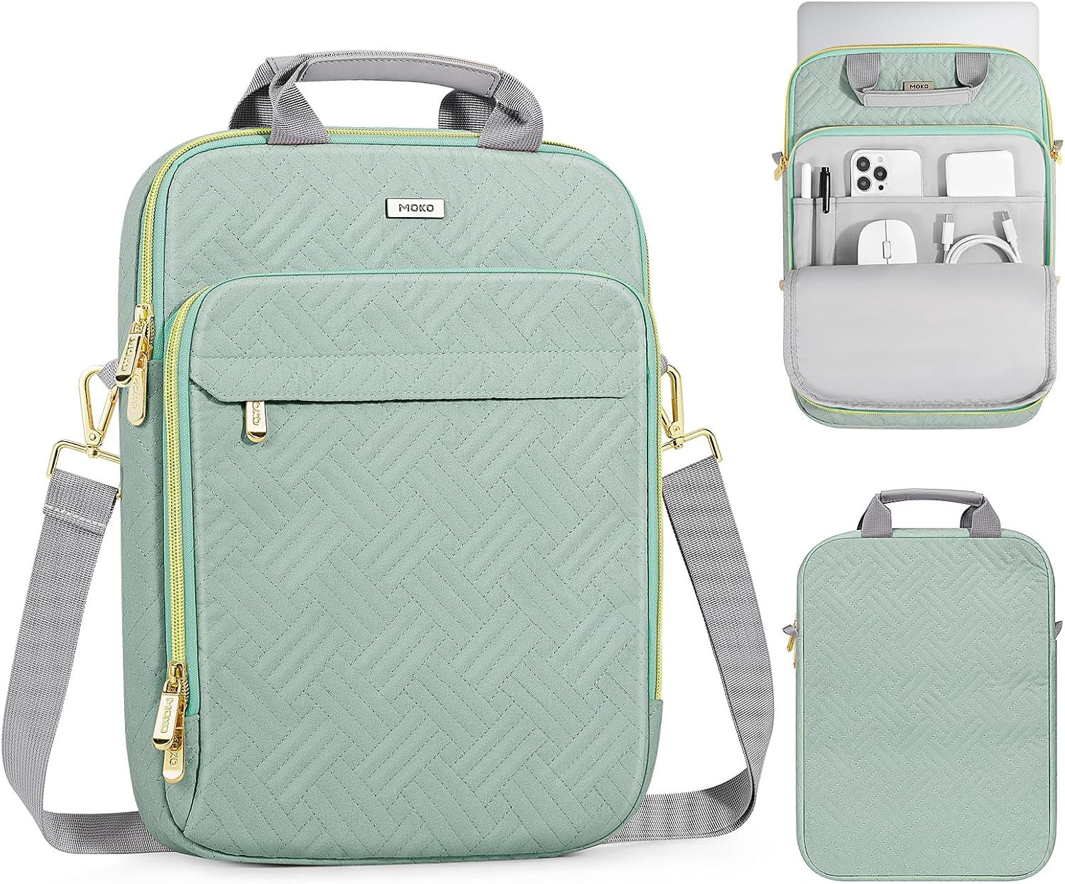 13-14 Inch Puffy Laptop Sleeve Shoulder Bag Carrying Case with Handle