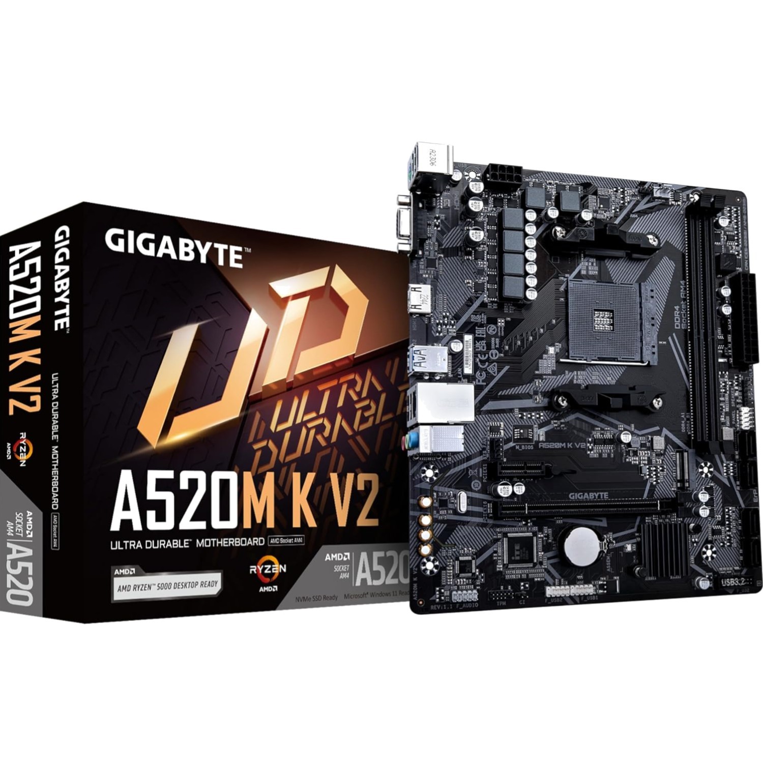 A520M K V2 Motherboard AM4/2xDDR4/HDMI/D-Sub/M.2/USB 3.2
