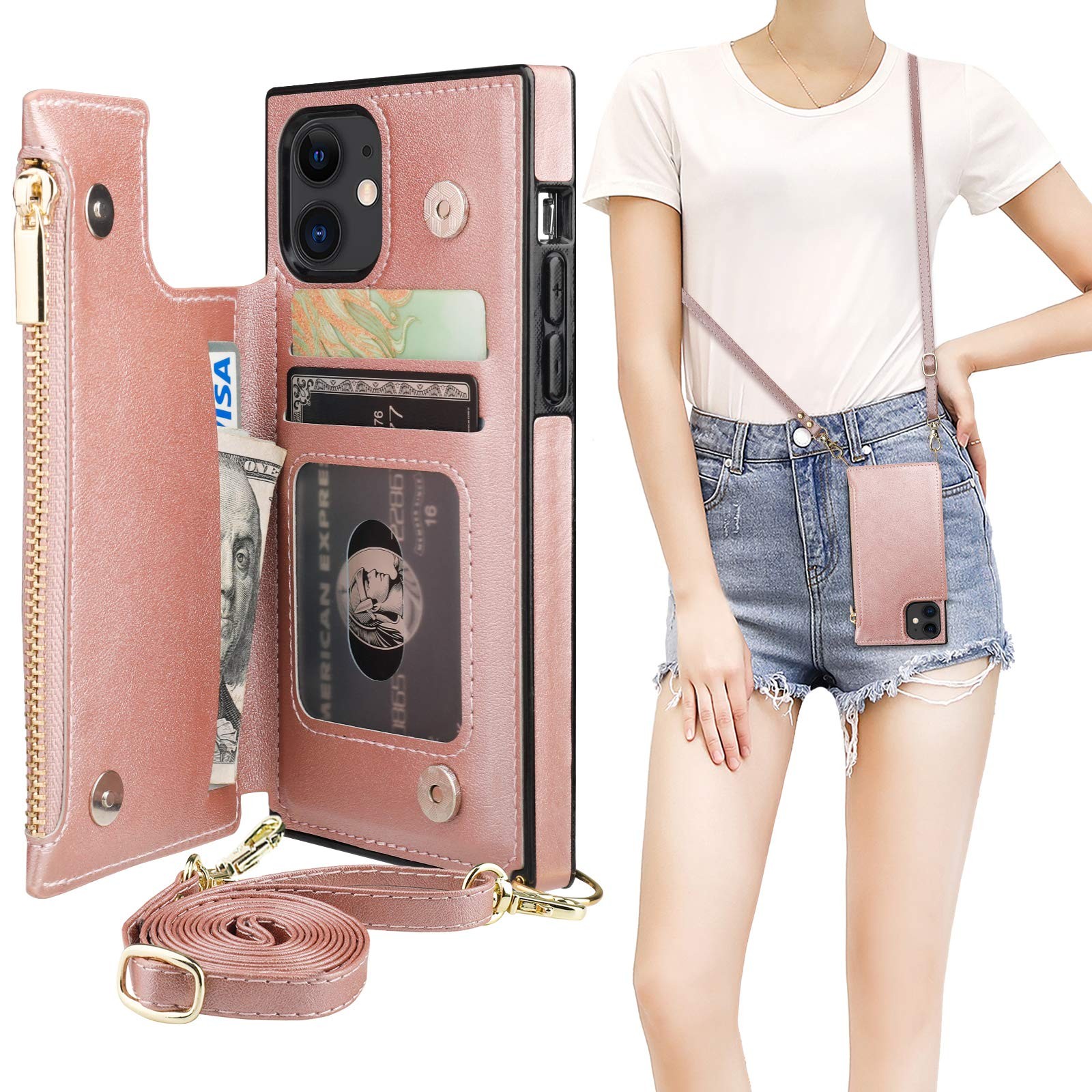 Bocasal Crossbody Wallet Case For Iphone 11 Card Holderzipper Card Slot