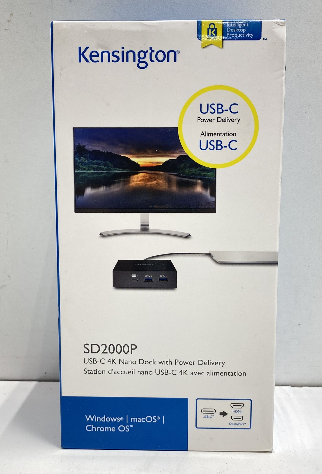 Kensington SD2000P USB-C 4K Nano Dock Station 60W Power Delivery Windows Mac New