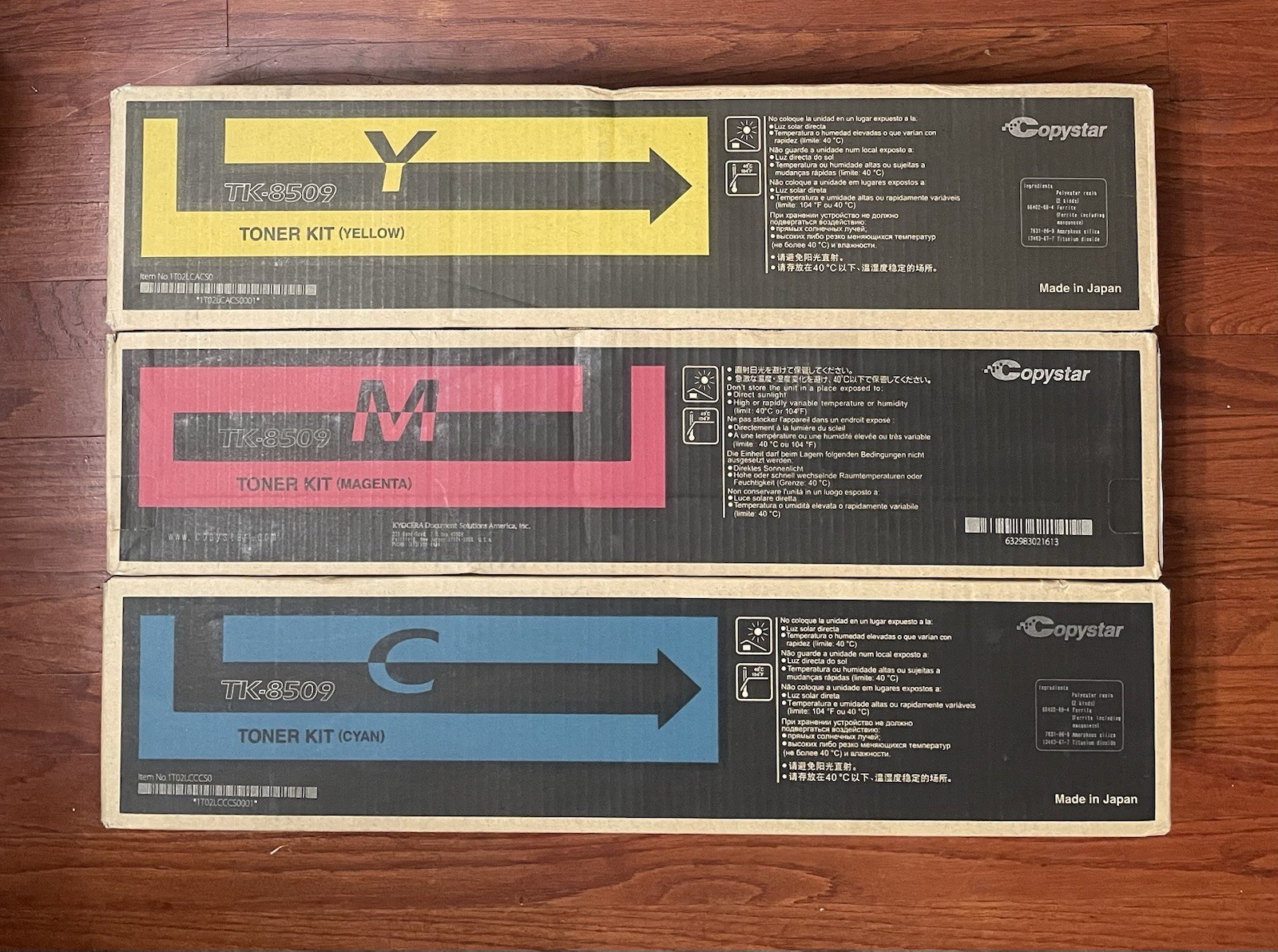 3pcs New Genuine Copystar TK-8509 Cyan Yellow & Magenta CS4550ci 4551ci 5550ci