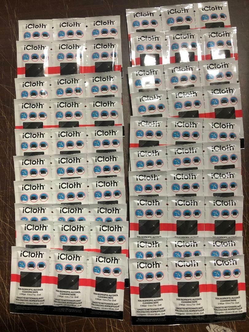 iCloth 5 x 7 70% Isopropyl Alcohol Cleaning Wipes Electronic Airplane Car 60 CT