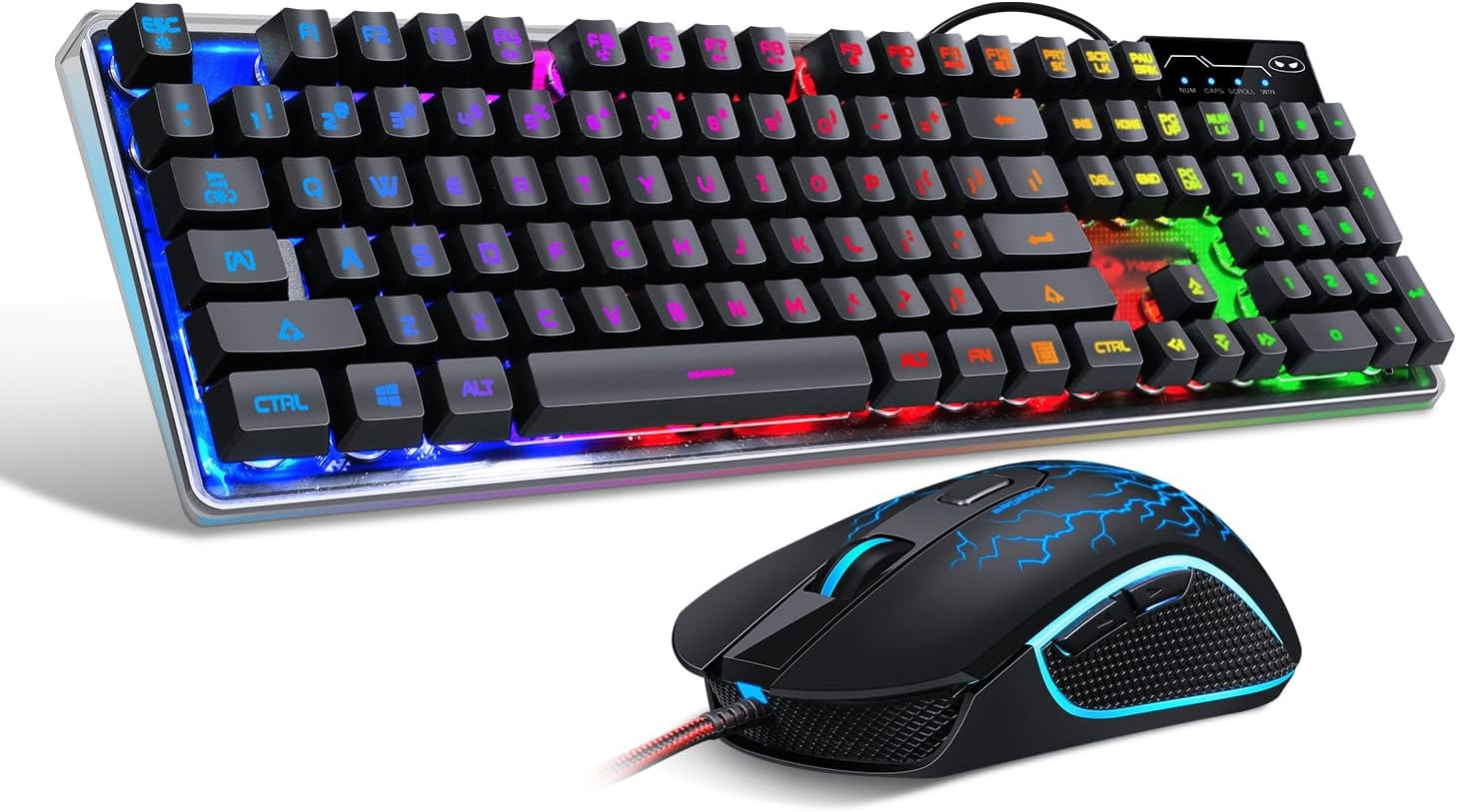 Gaming Keyboard and Mouse Combo, K1 RGB LED Backlit Wired Keyboard with 104 Key