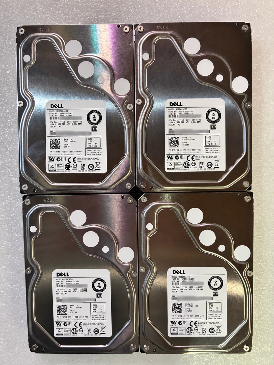 Lot of 4 Toshiba Dell MG03ACA200 2TB SATA III 3.5 in Desktop Hard Drive