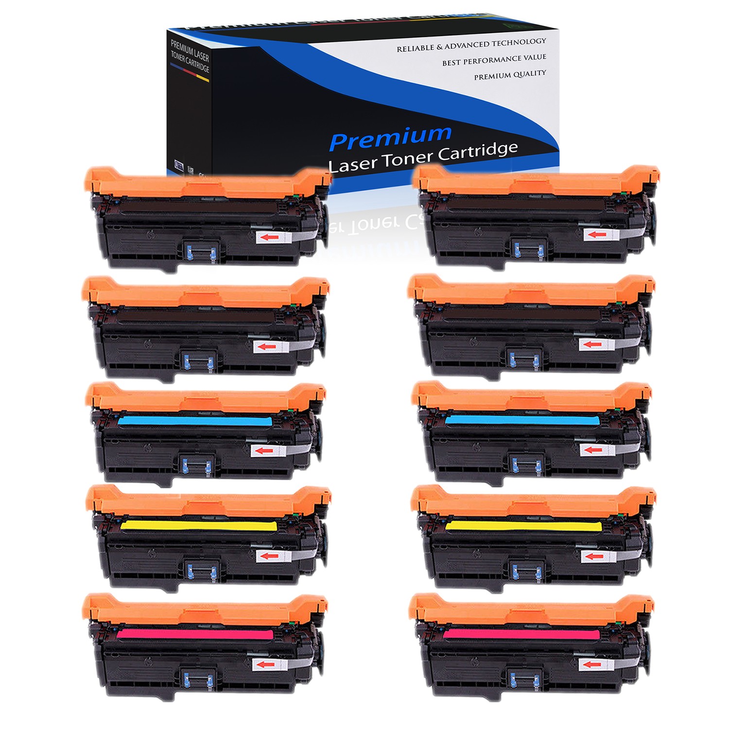 10PK CE260A 647A BK CYM Toner Cartridge for HP LaserJet CP4025 CP4520 CP4525