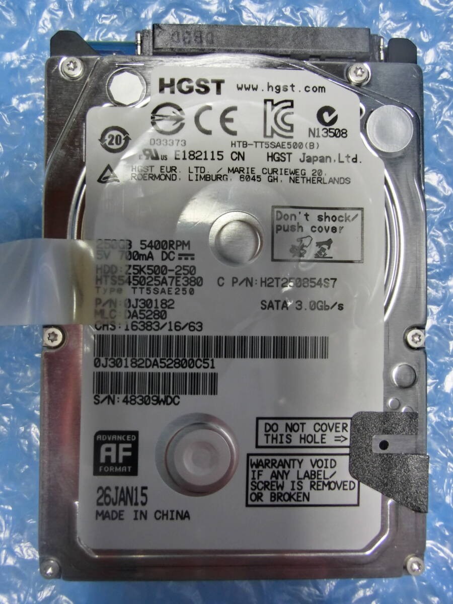 [Used] HGST HTS545025A7E380 250GB/8MB 3930 hours used Management number:C185