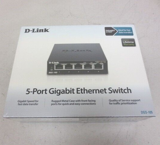 D-Link 5 Port Gigabit Unmanaged Metal Desktop Ethernet Switch DGS-105