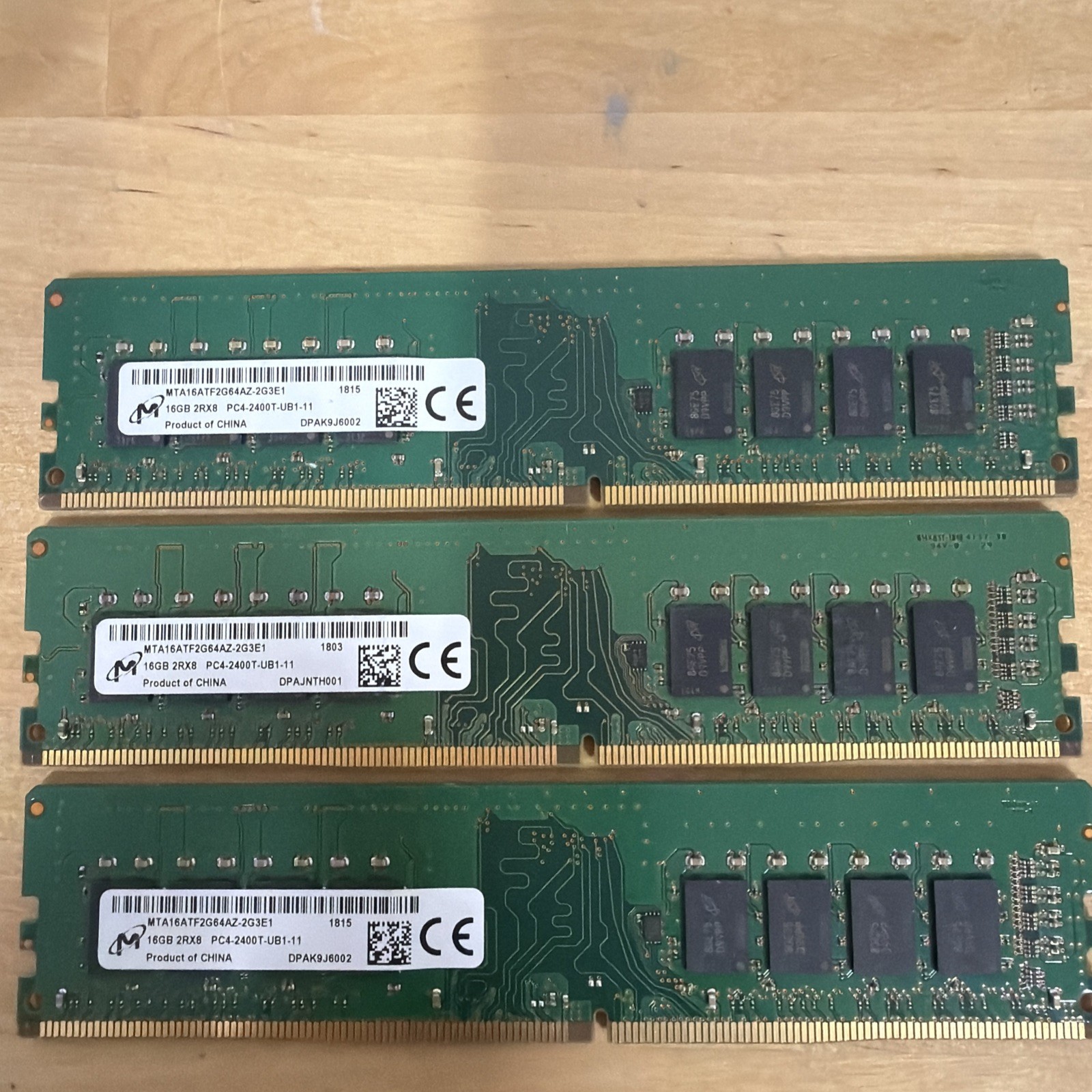 Lot Of  3 Micron 16GB 2Rx8 PC4-3200AA-UB1-11 MTA16ATF2G64AZ-3G2E1