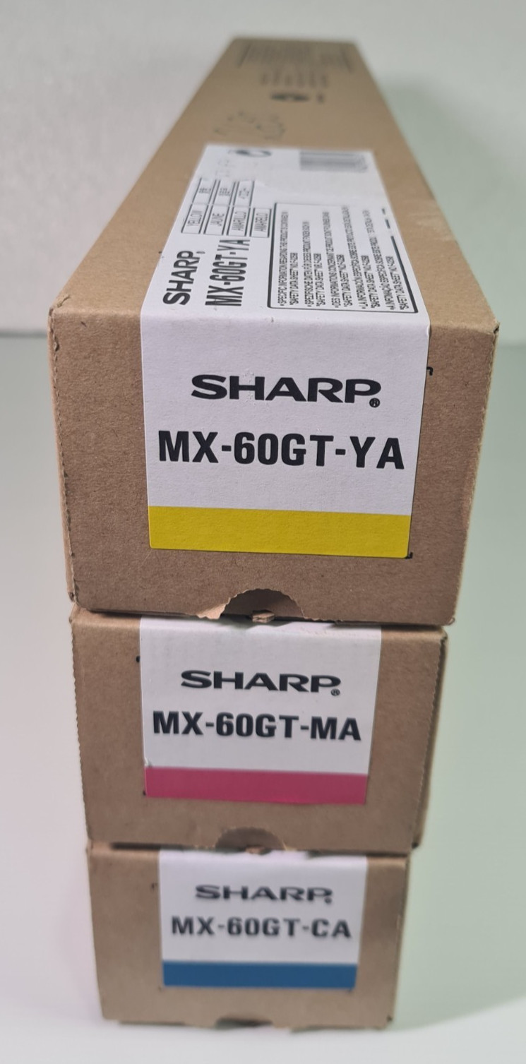 GENUINE Sharp MX-60GT CMY 3 Pack Toner MX-60GTCA MX-60GTMA MX-60GTYA MX-3050N