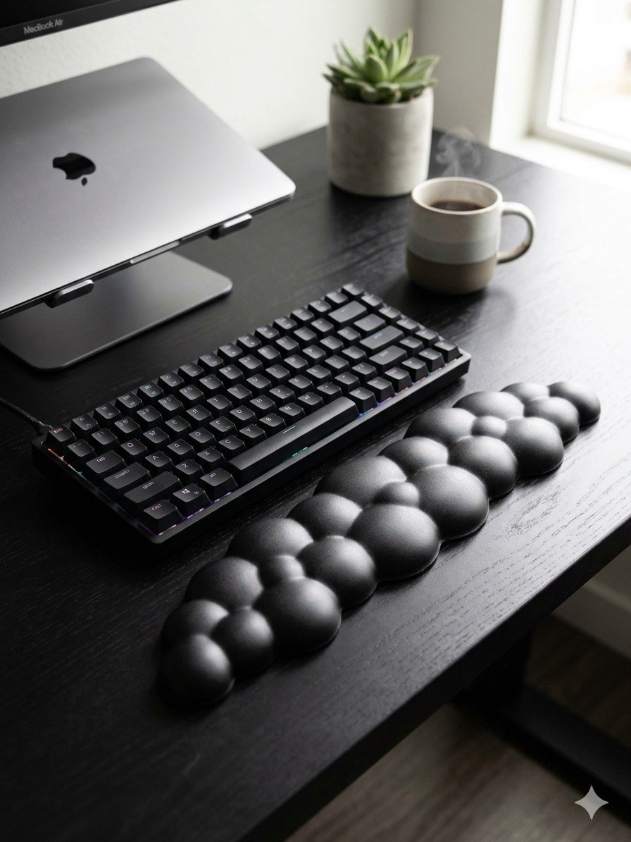 New Ergonomic Cloud Keyboard Wrist Rest Pad Black Memory Foam 17" x 4" Universal