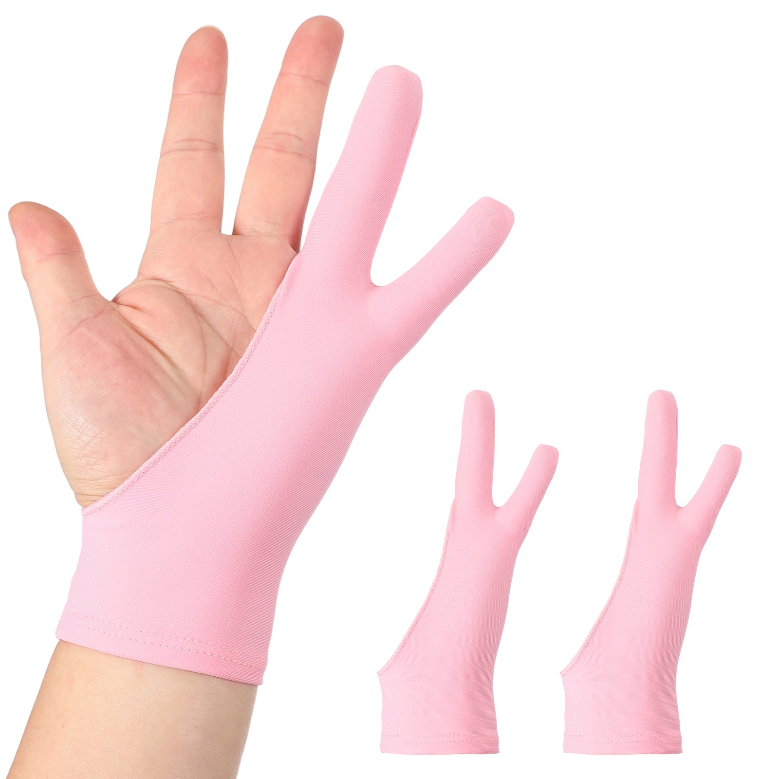 2pcs Artist Drawing Glove m Size Two Fingers Graphics Painting Glove, Pink