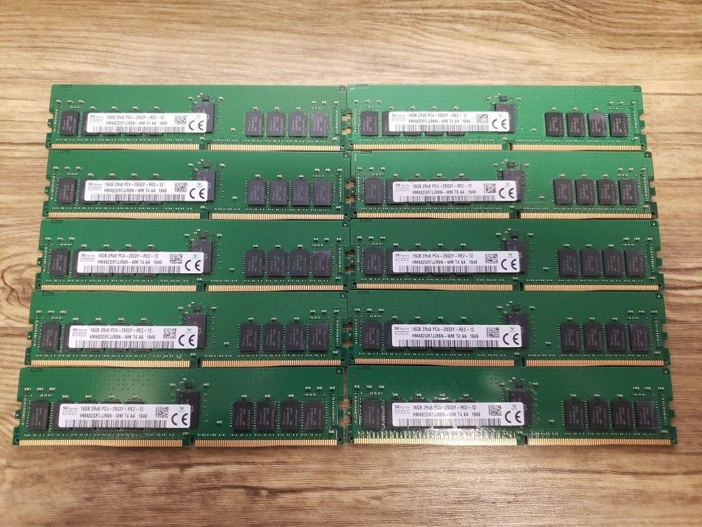 [BULK LOT OF 10 ] 16GB 2Rx8 PC4-2933y PC4-23400 DDR4 ECC RDIMM Server Memory RAM