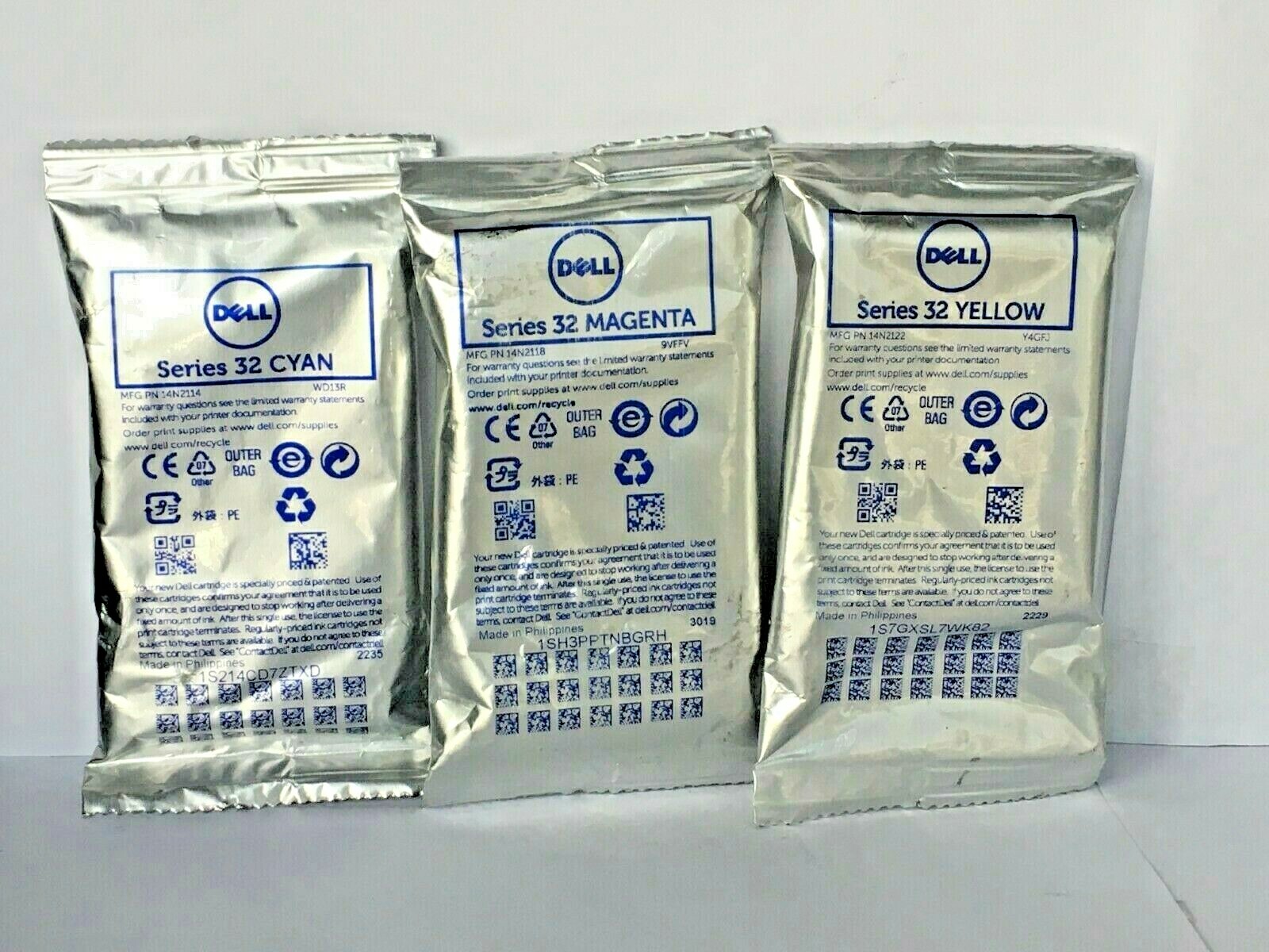 New Genuine 3PK Dell Series 32 Cyan Magenta Yellow Ink Cartridges