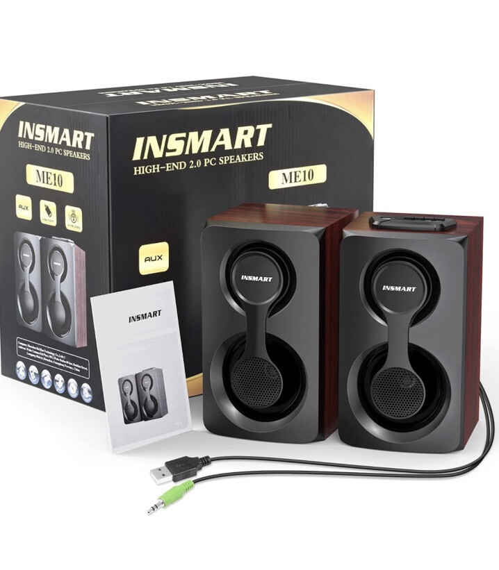 INSMART High-End 2.0 PC Speakers | Bluetooth and Wired