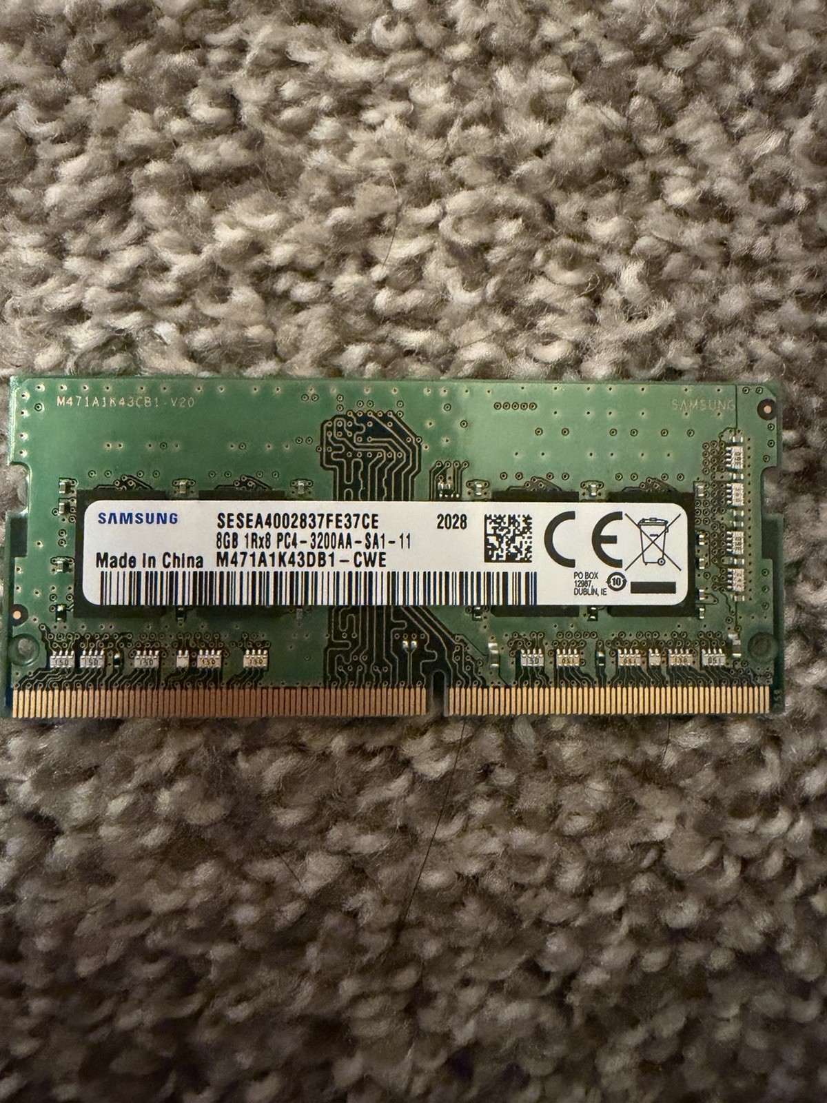 8GB Samsung 3200MHz SODIMM DDR4 Laptop RAM One Stick