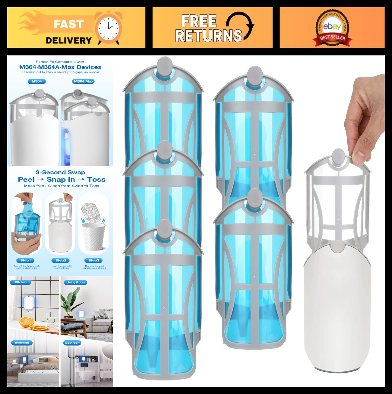 10-Pack Easy-Swap Refill Cartridges for M364 & MAX Devices | Replacement Set