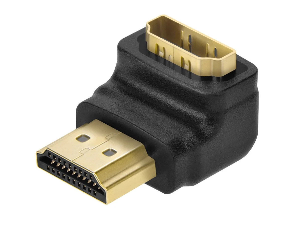 Monoprice HDMI Port Saver (Male to Female) 90-Degree, Gold Plated Connectors