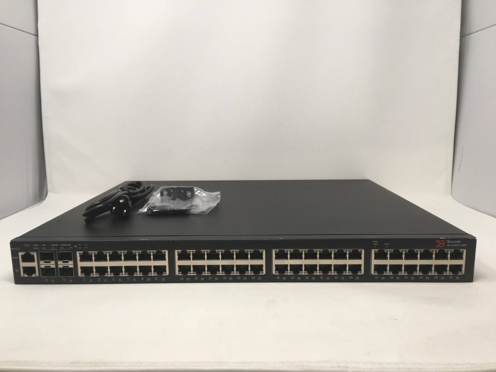 Brocade ICX6430-48P 48-Port PoE+ Gigabit Network Switch W/Rack Ears/PWR Cord