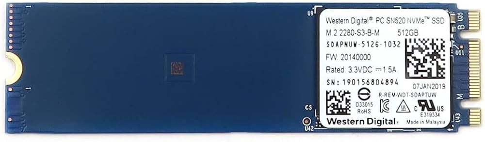 Western Digital WD PC SN520 512GB M.2 NVMe Internal SSD