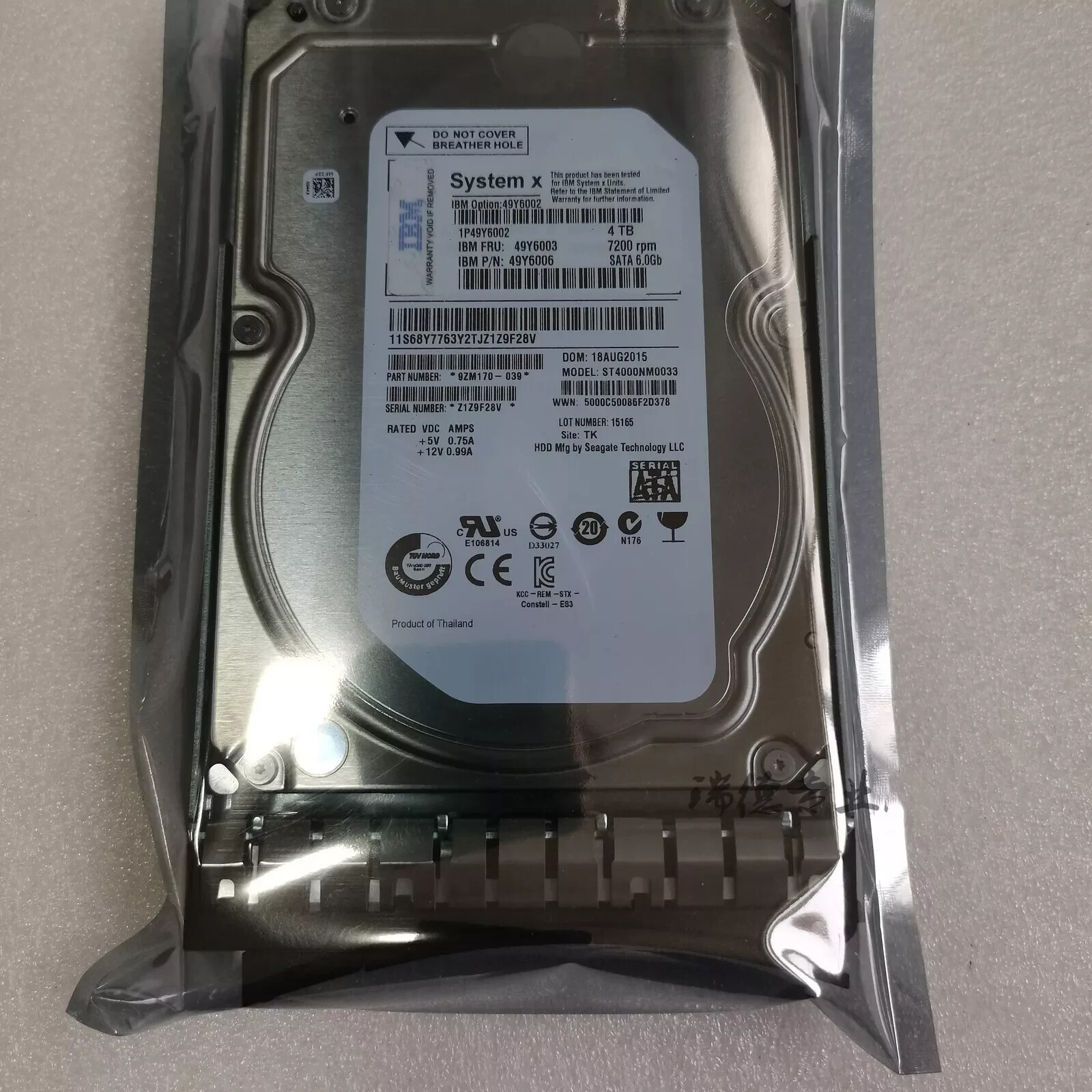 49Y6003 49Y6002 49Y6006 LENOVO / IMB 4TB SATA 7.2K 3.5" 6GBPS - G2HS