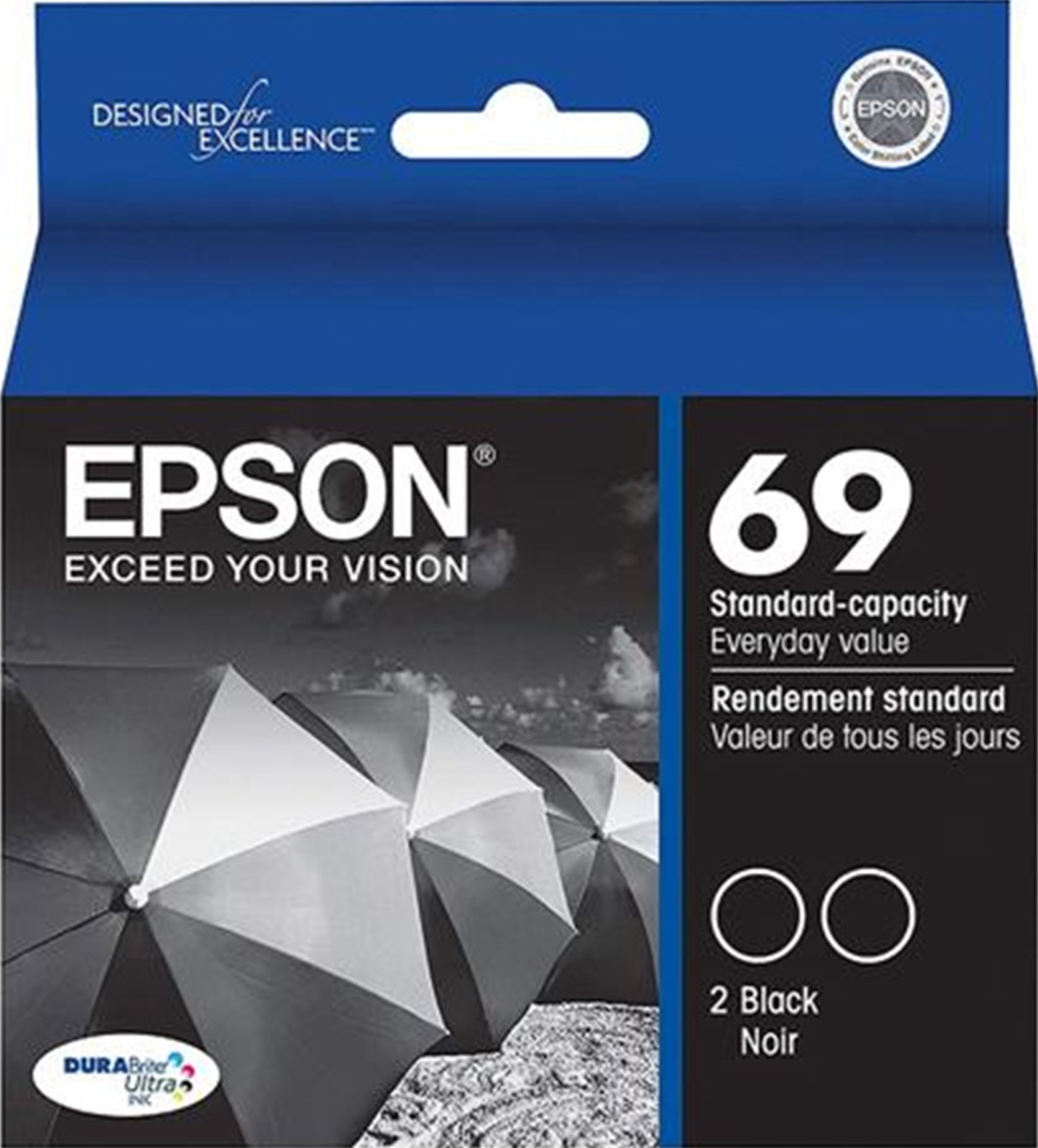 New Genuine Epson 69 Black 2PK Ink Cartridges WorkForce 1100 WorkForce 40