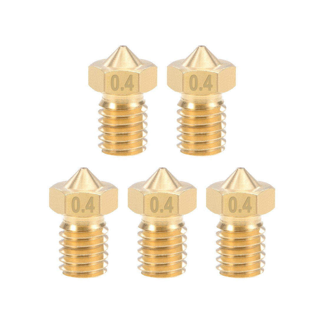 0.4mm 3D Printer Nozzle Head M6 Thread V5 V6 1.75mm Extruder Print Brass 5pcs
