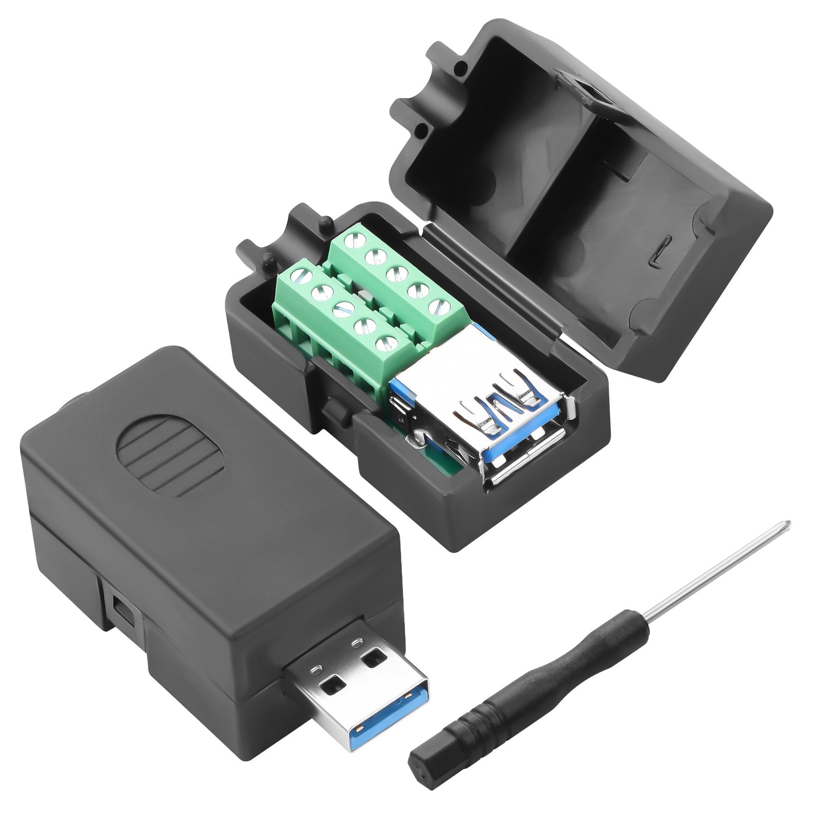 Solderless USB 3.0 to 9 Pin Terminal Adapter, USB TypeA 3.0 Male/Female Quick...