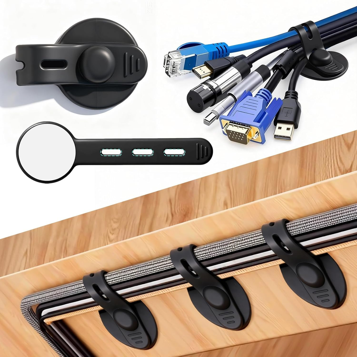 Cable Management under Desk, 2026 New Upgraded Cord Organizer, Silicone Cable Ti