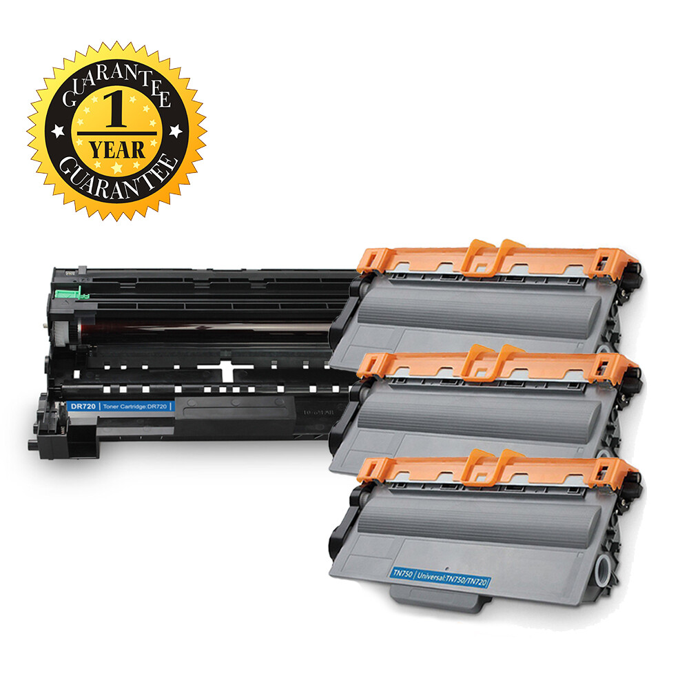 1PK DR720 Drum + 3PK TN750 Toner For Brother TN750 MFC-8710DW HL-5470DW 5450DN