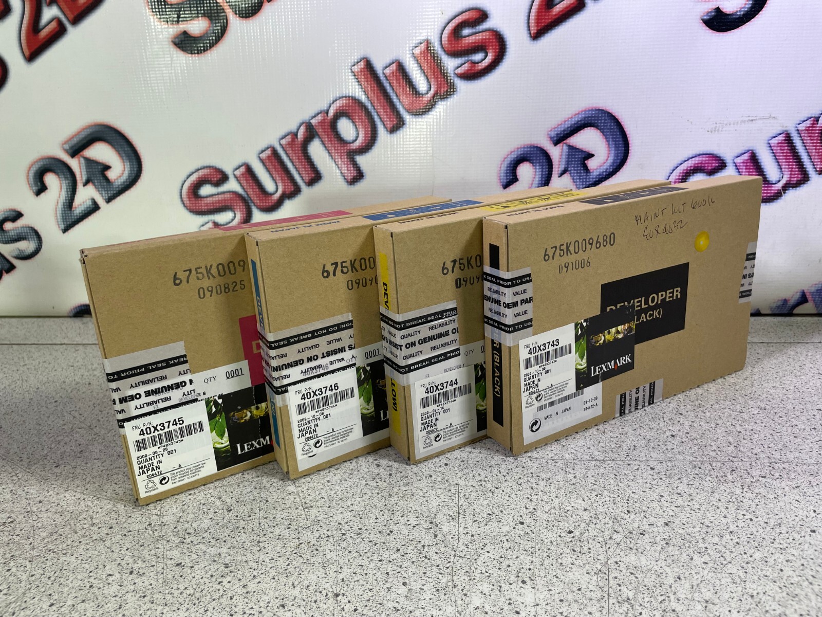 Lot of 4 Lexmark Developer Black 40X3743 Yellow 40X3744 Mag 40X3745 Cyan 40X3746
