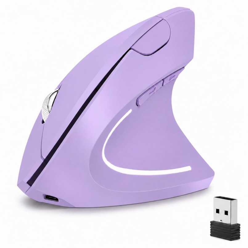 tlkawzy Ergonomic Vertical Wireless Mouse Stylish Rechargeable 2.4G Optical Mice
