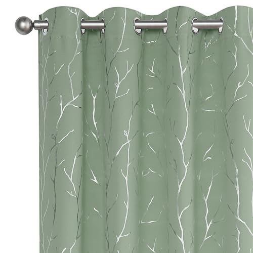 Black Out Curtains 63 Inch Long 2 Panels, 52"W x 63"L (Pack of 2) Sage Green
