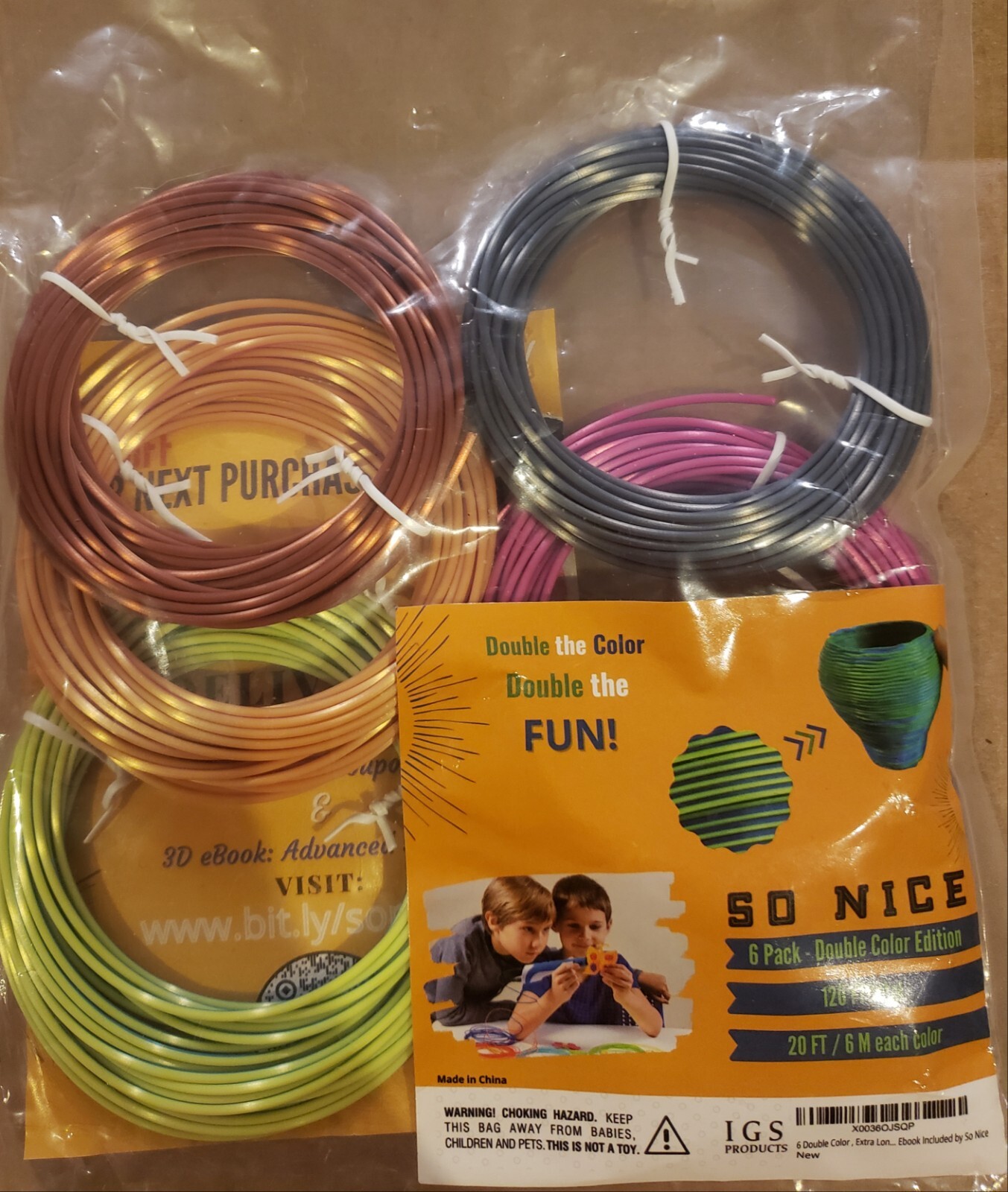 3D Pen Filament Refills 6 Colors DOUBLE COLORS  1.75mm PLA for Creative Projects