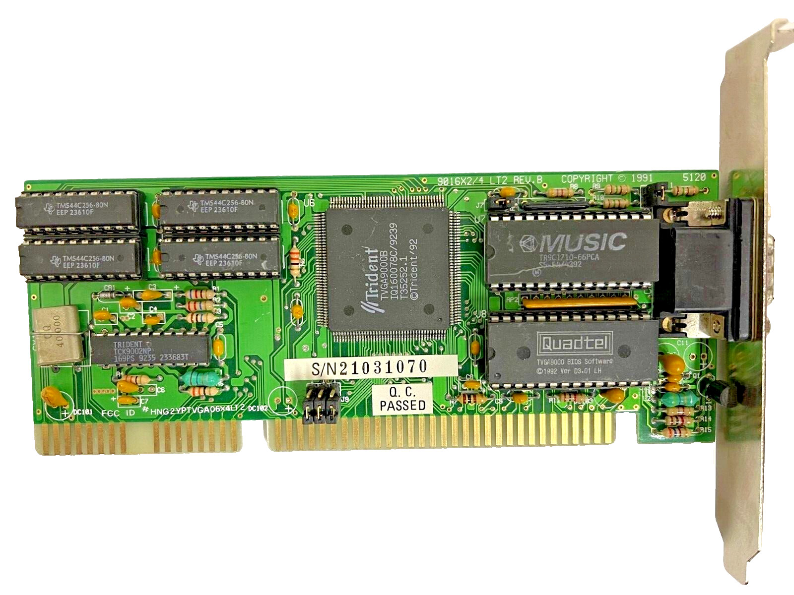 RARE 1991 TRIDENT TVGA9000B 512K ISA VGA CARD 9016X2/4 HNG2YPTVGA06X4LT2 MXB70