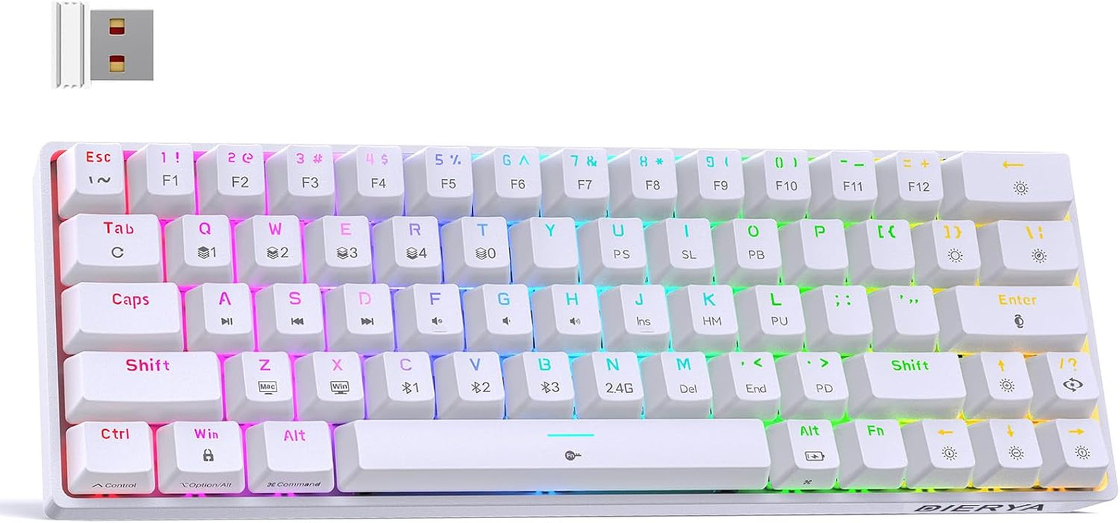DIERYA DK63 60% Wireless Mechanical Gaming Keyboard | Bluetooth/2.4G/Wired | RGB