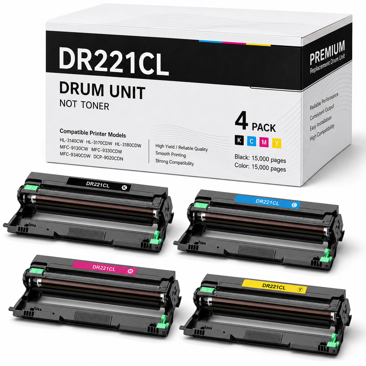DR221CL Drum Unit Toner replacement for  HL-3170CDW HL-3170 HL-3180CDW HL-3140CW