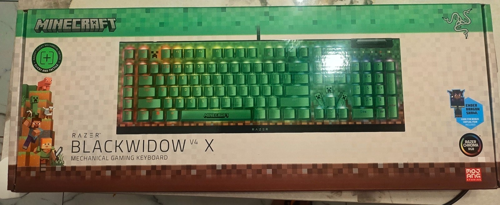 NEW SEALED Razer BlackWidow V4 X Minecraft Edition Mechanical Gaming Keyboard