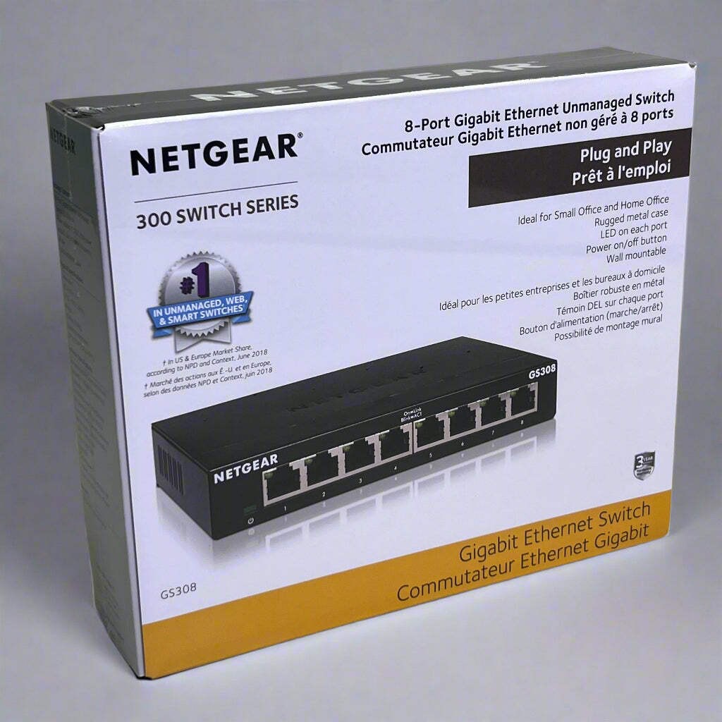 NETGEAR 8-Port Gigabit Ethernet Unmanaged Switch GS308-300PAS Plug & Play