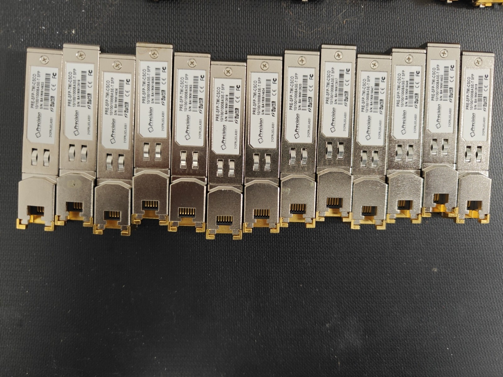 Lot of 13 Precision PRE-SFP-TMI-CSCO 10/100/1000BASE-T SFP Transceiver Module