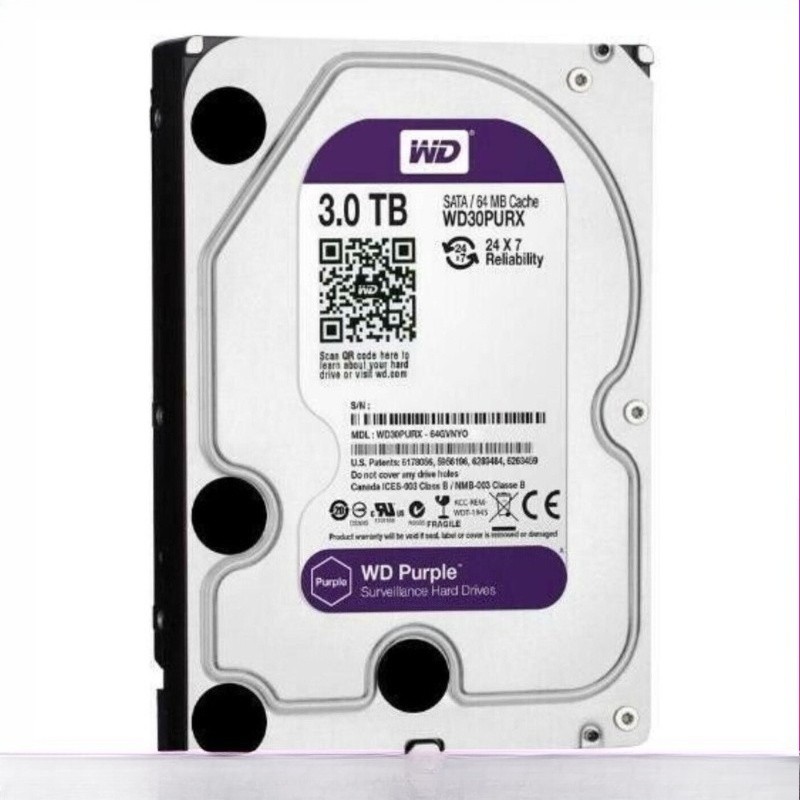 Western Digital WD30PURX Purple 3TB SATA 64MB 3.5" Internal Desktop HDD PC CCTV
