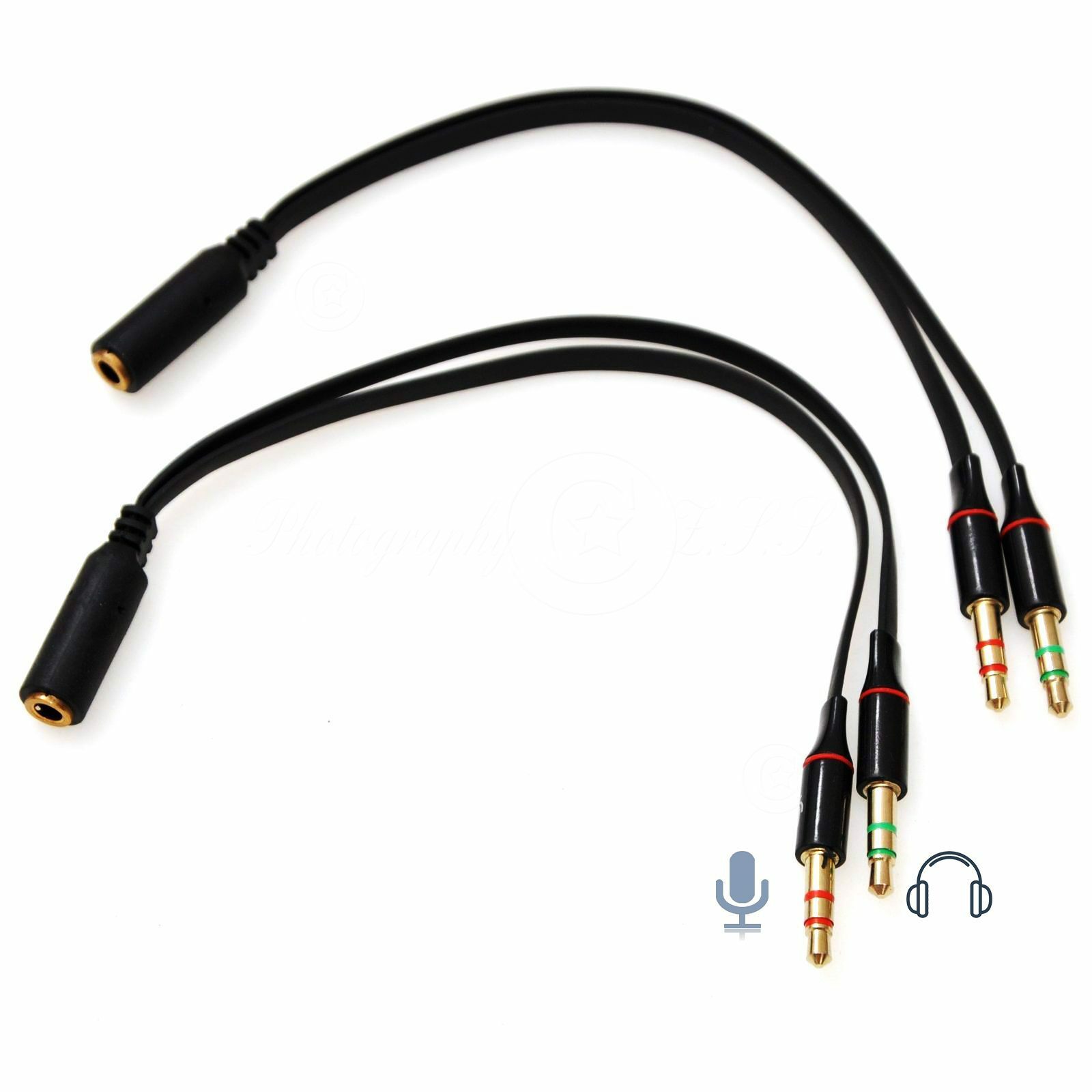 2x AUX Mic+Headphone 3.5 mm Plug 2To1 Jack Joiner Combiner For Laptop Desktop