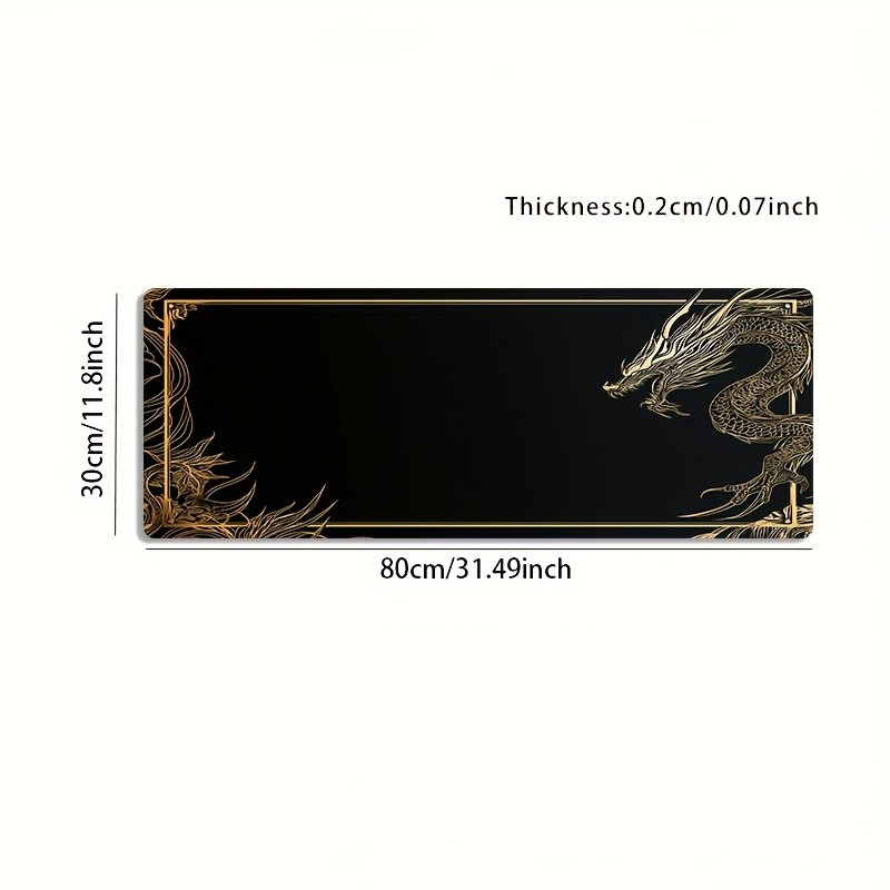 1pc Large Size Esports Gaming Mouse Pad, Black And Golden Frame Dragon Pattern