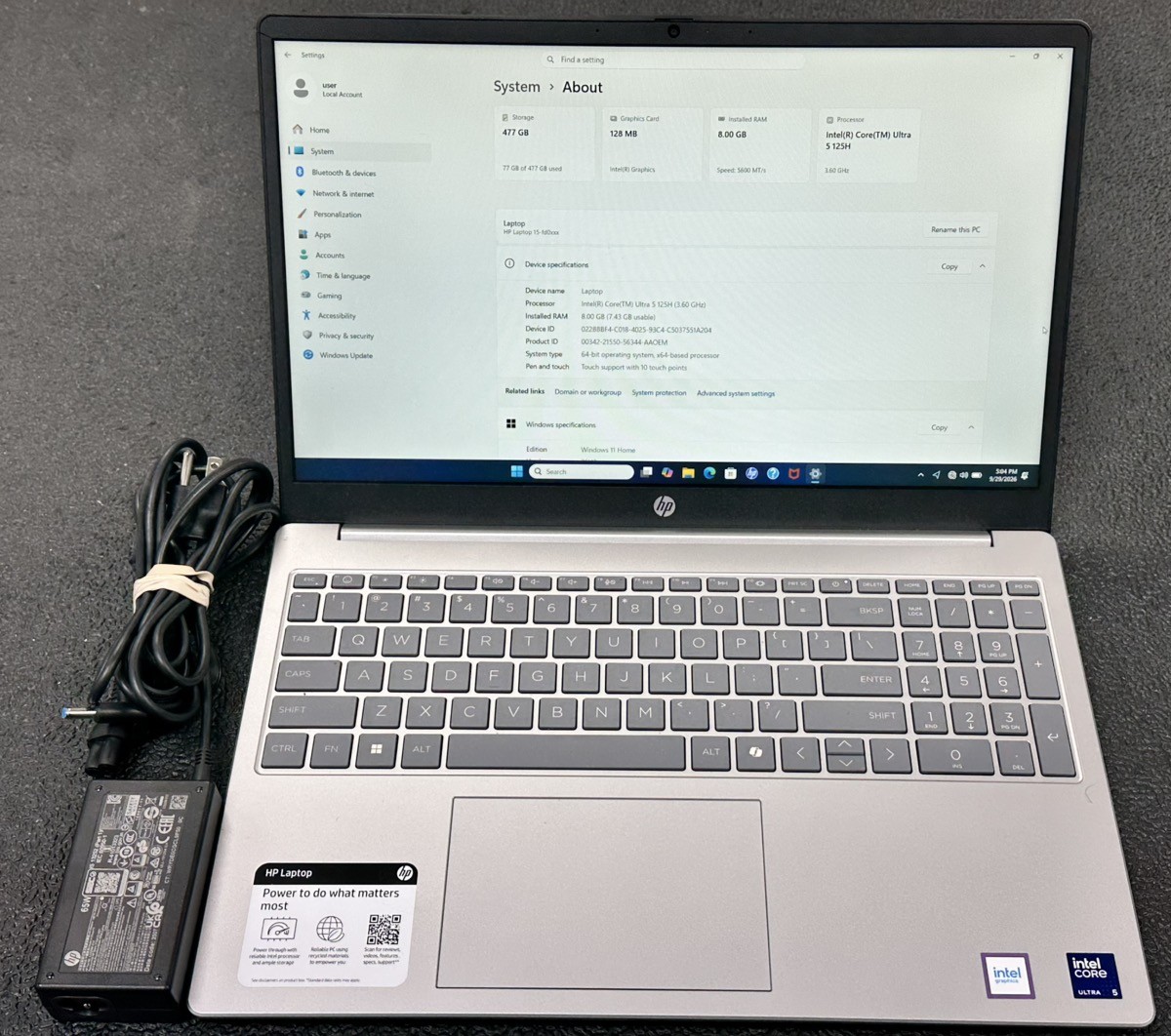 HP 15-FD0154WM Touchscreen Laptop - 15.6" - Intel Ultra 5 125H - 8GB (PD1128349)