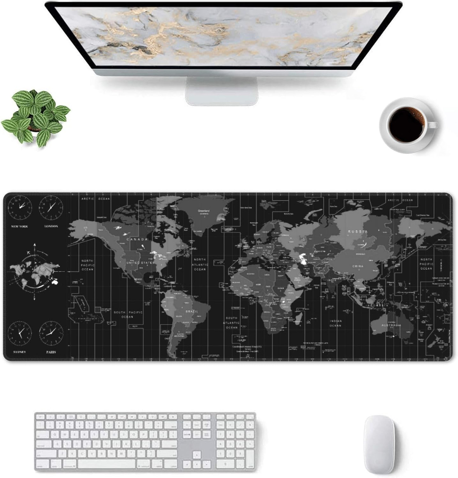 Large World Map Mouse Pad for Gaming and Office, Non-Slip Rubber Base, 31.5 x