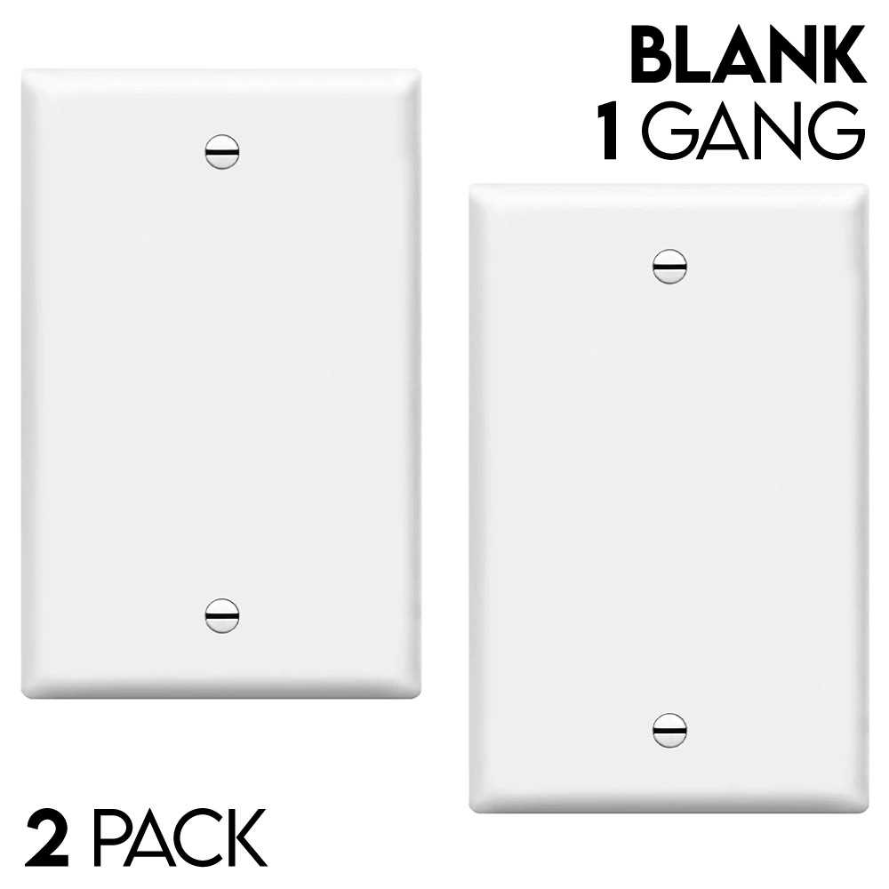 Blank Wall Plate White Single Dual Gang Standard Size No Device Faceplate 2 PACK